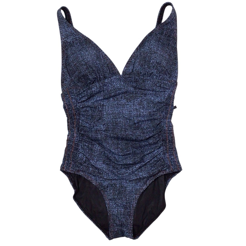 NWT Captiva Key West Boardwalk Denim Blue One Piece Swimsuit XL